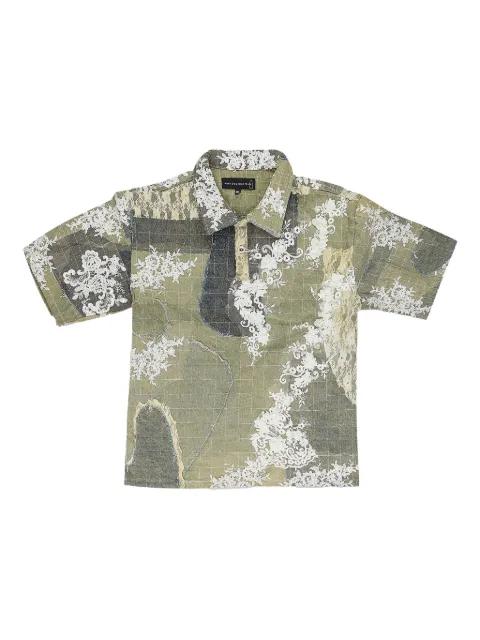 lace-detail patchwork polo shirt by WHO DECIDES WAR