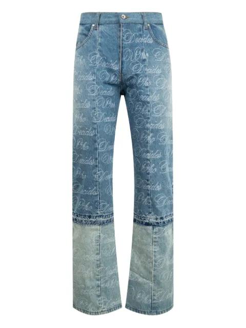 logo-embrodery panelled jeans by WHO DECIDES WAR