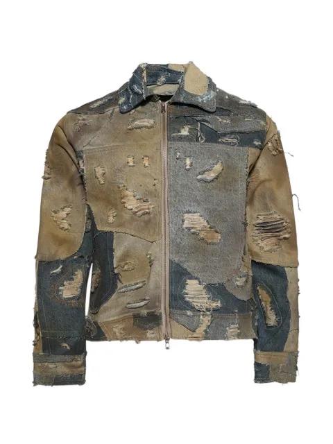 patchwork distressed trucker denim jacket by WHO DECIDES WAR