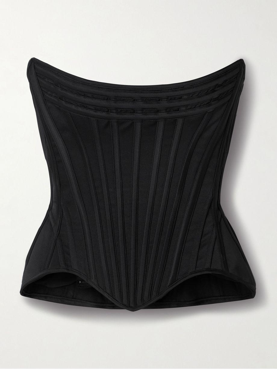 Wasp strapless recycled-satin bustier top by WIEDERHOEFT