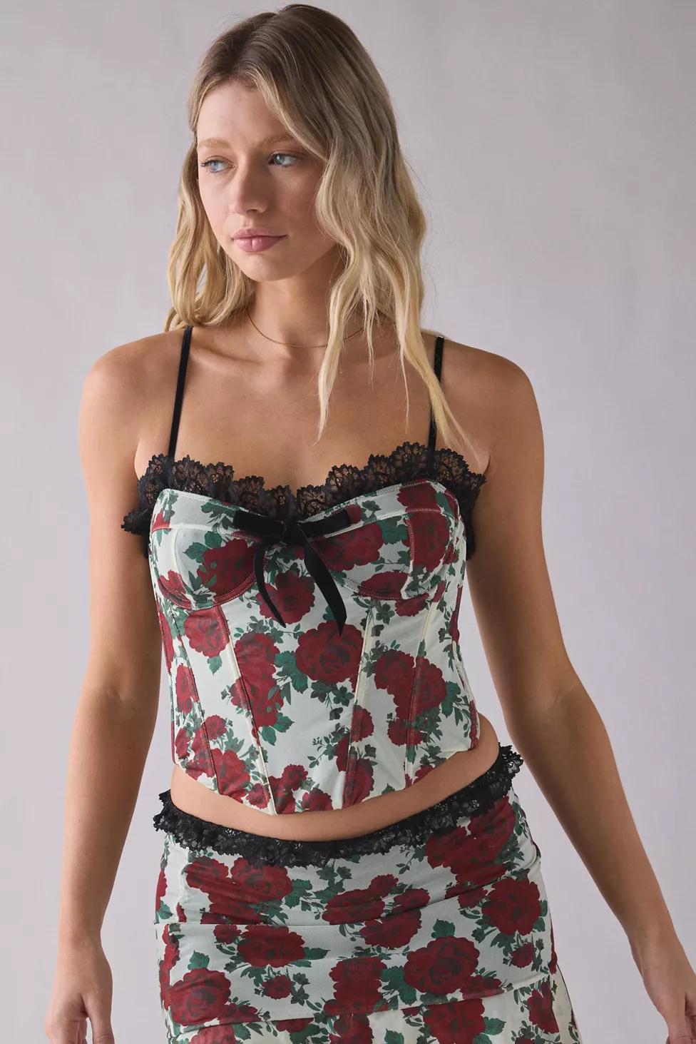 Wild Lovers Liora Rose Lace Trim Corset Top by WILD LOVERS