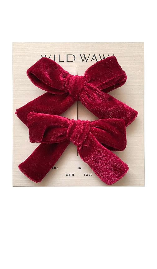 Wild Wawa Velvet Bow Clip Set in Burgundy by WILD WAWA