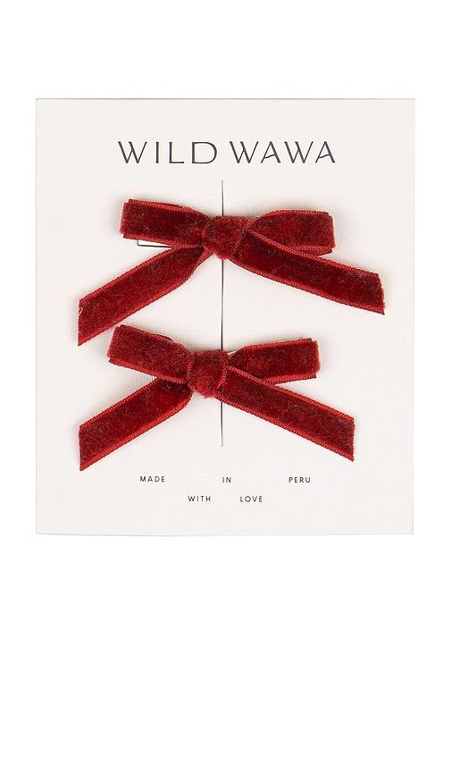 Wild Wawa Velvet Bow Clip Set in Red by WILD WAWA