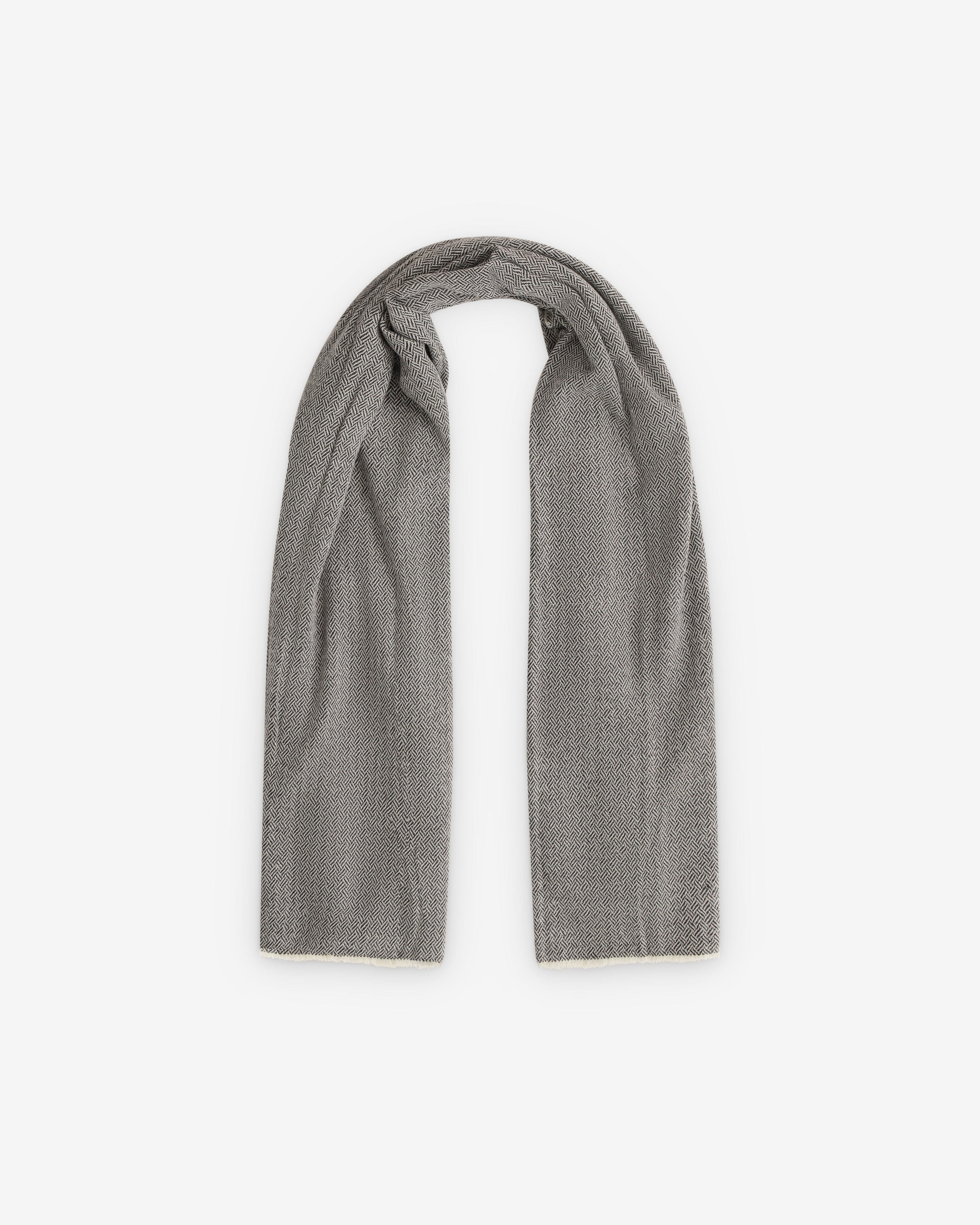 William Welstead - Cashmere Scarf - (Herringbone Black/White) by WILLIAM WELSTEAD ACCESSORIES