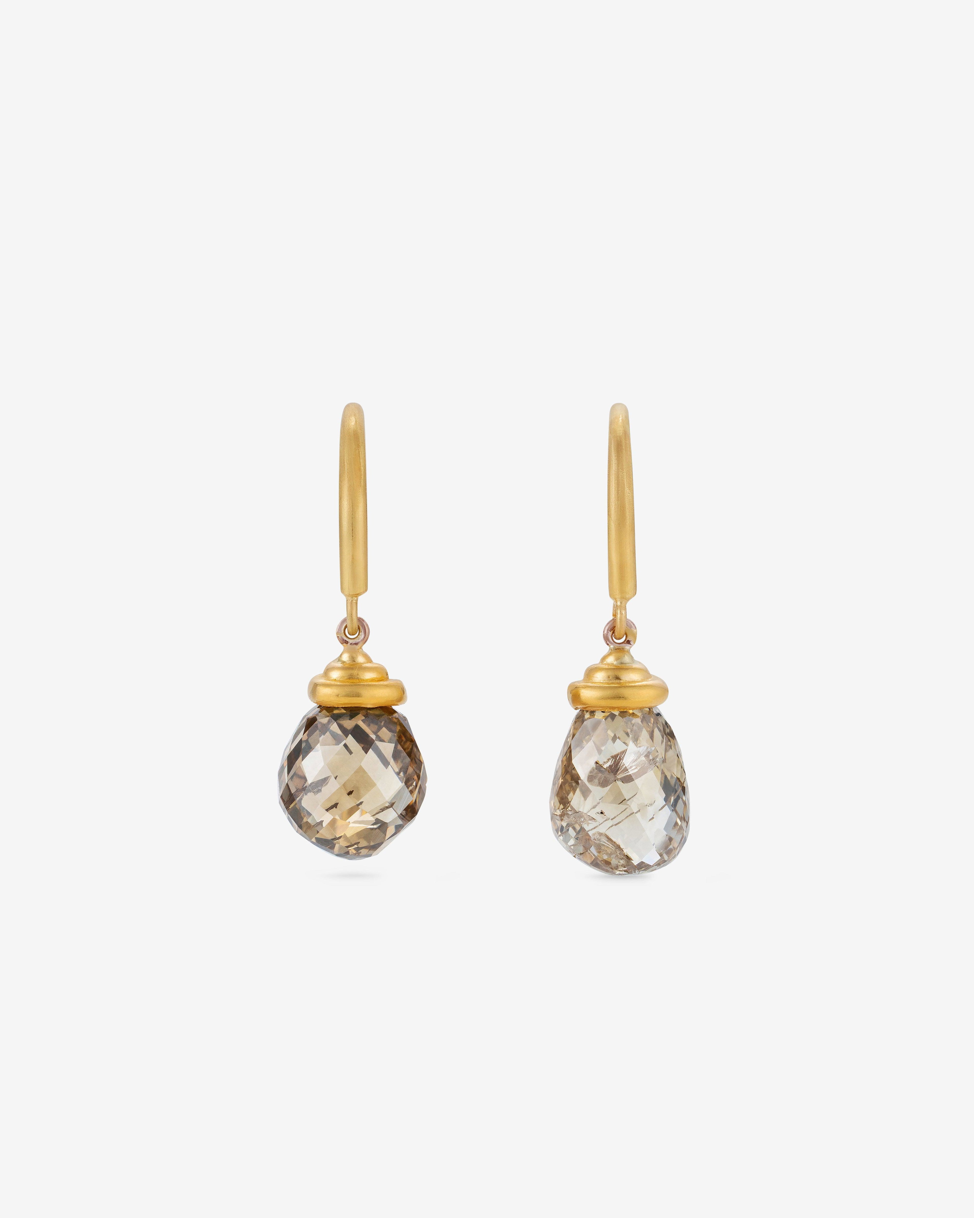 William Welstead  - Earrings with Briolette Diamond  -  (Yellow Gold) by WILLIAM WELSTEAD