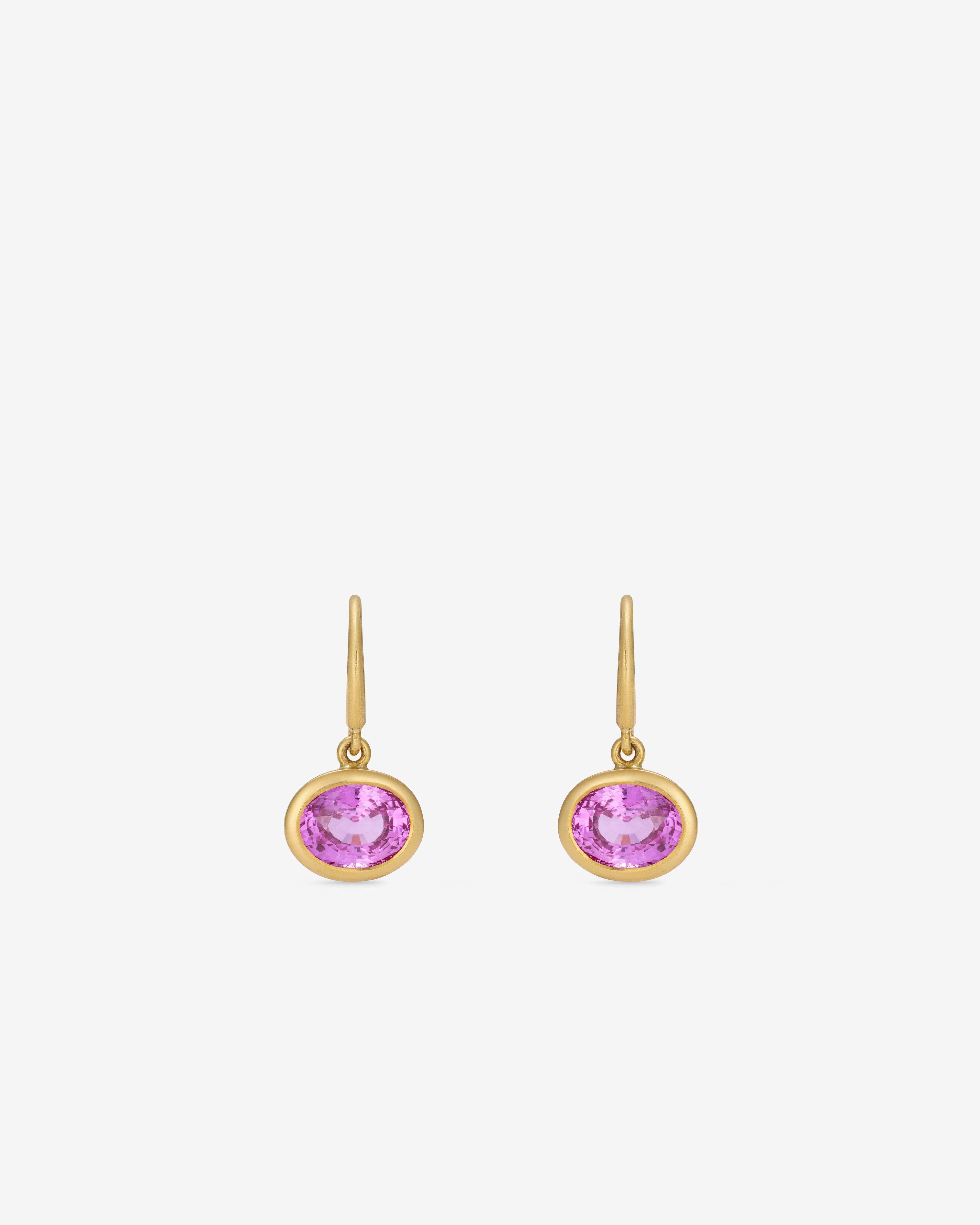 William Welstead  - Earrings with Pink Sapphires -  (Yellow Gold) by WILLIAM WELSTEAD