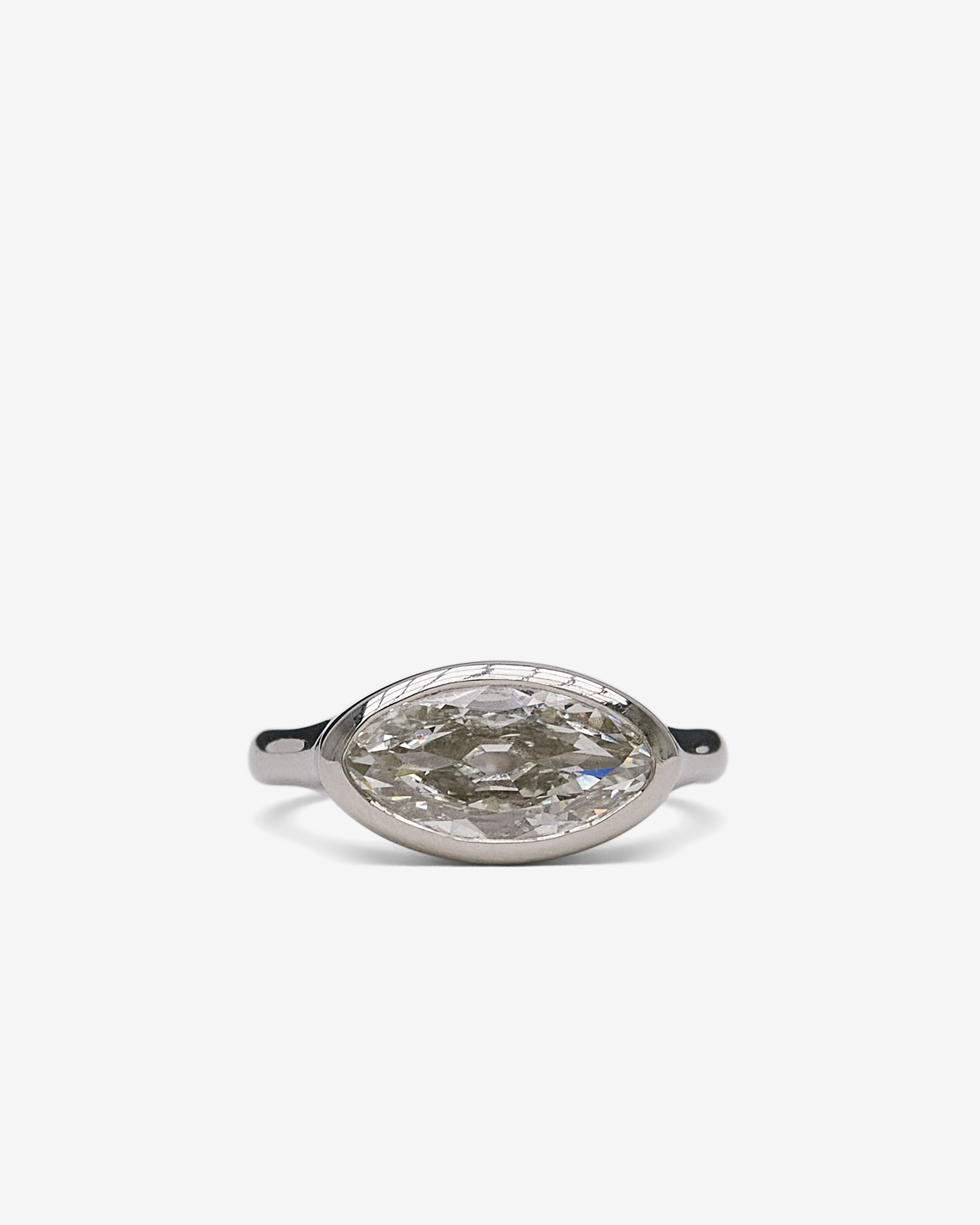 William Welstead  - Marquise Diamond Signet Ring -  (Platinum) by WILLIAM WELSTEAD