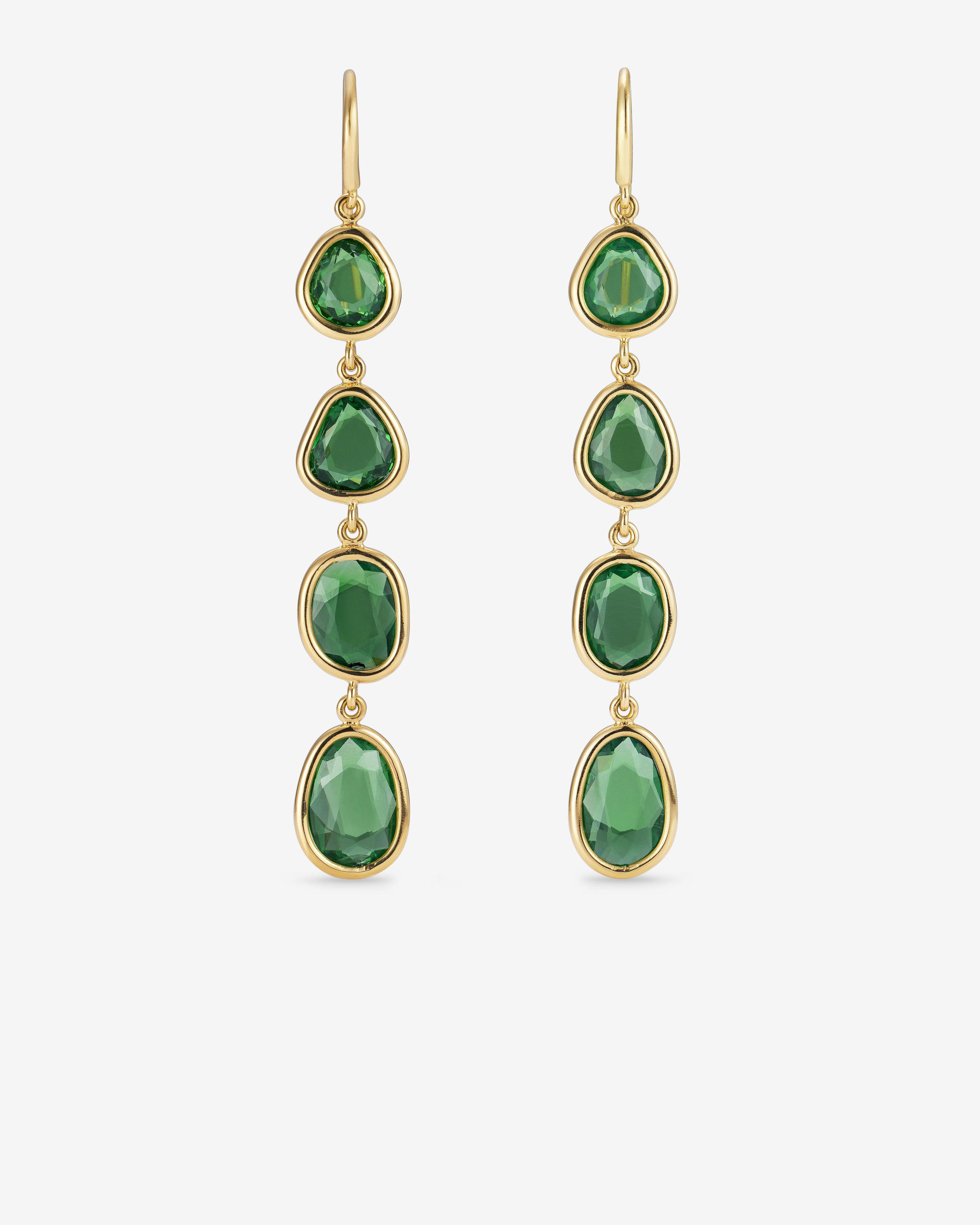 William Welstead  - Tsavorite Drop Earrings -  (Yellow Gold) by WILLIAM WELSTEAD