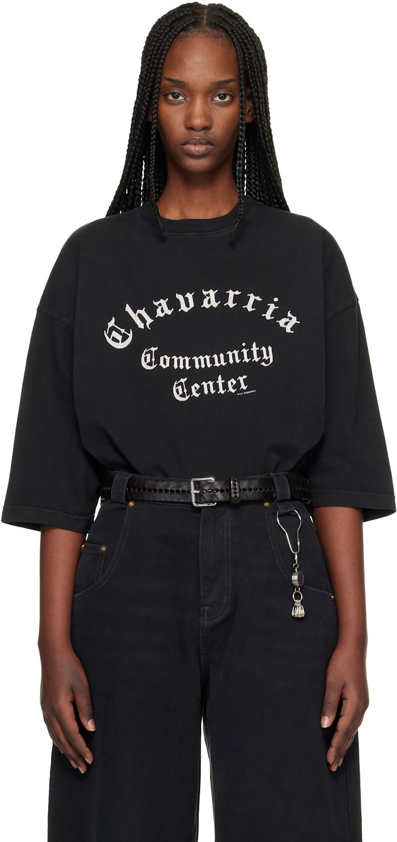 Black 'Chavarria Community Center' Buffalo T-shirt by WILLY CHAVARRIA