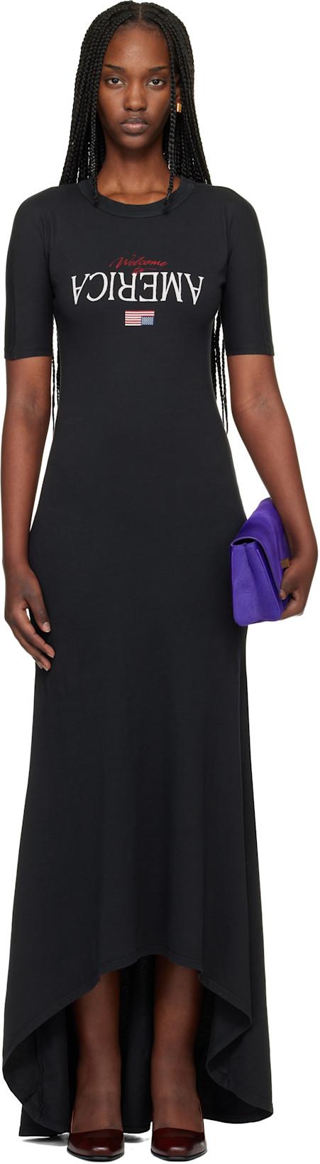 Black 'Welcome To America' Maxi Dress by WILLY CHAVARRIA
