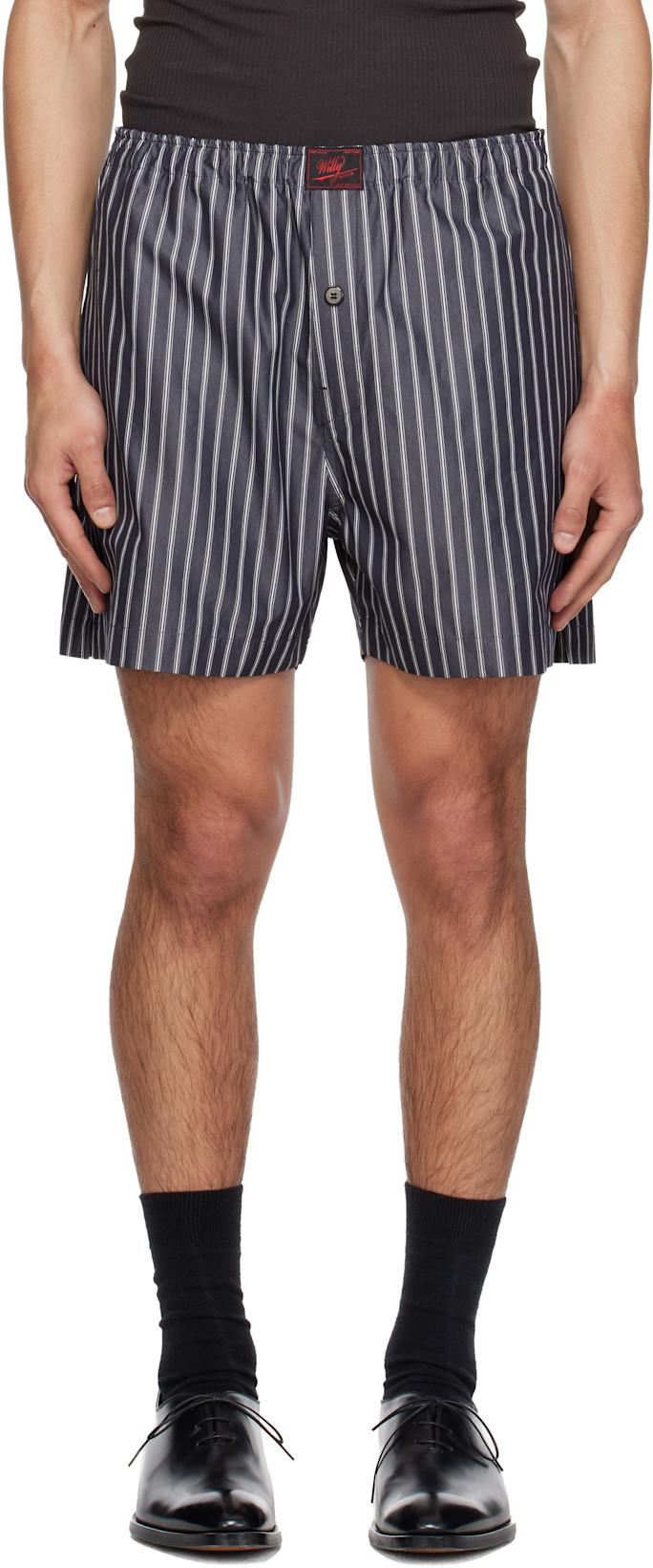 Black & White Willy Woven Boxer Shorts by WILLY CHAVARRIA