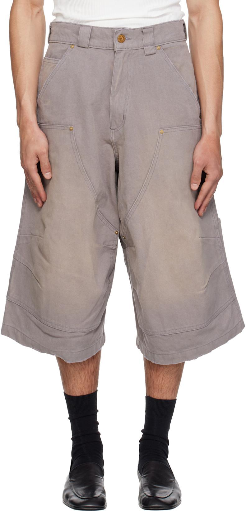 Gray Stockton Dbl Knee Shorts by WILLY CHAVARRIA