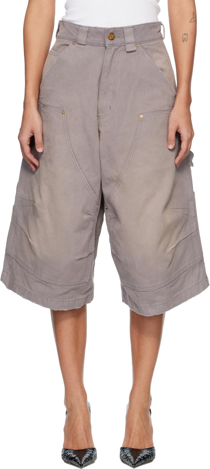 Gray Stockton Double Knee Shorts by WILLY CHAVARRIA