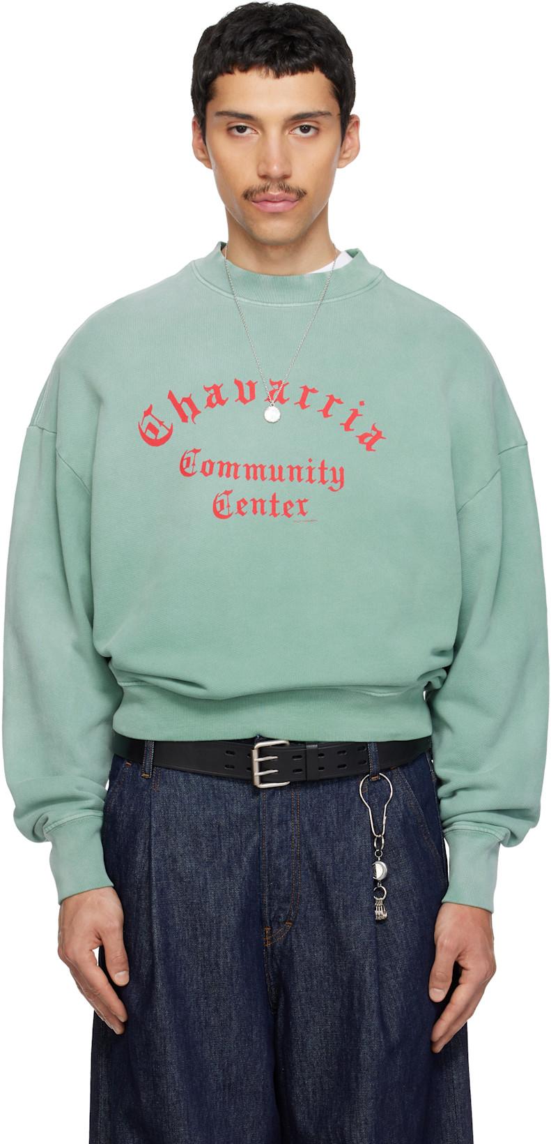 Green 'Chavarria Community Center' Hooligan Sweatshirt by WILLY CHAVARRIA