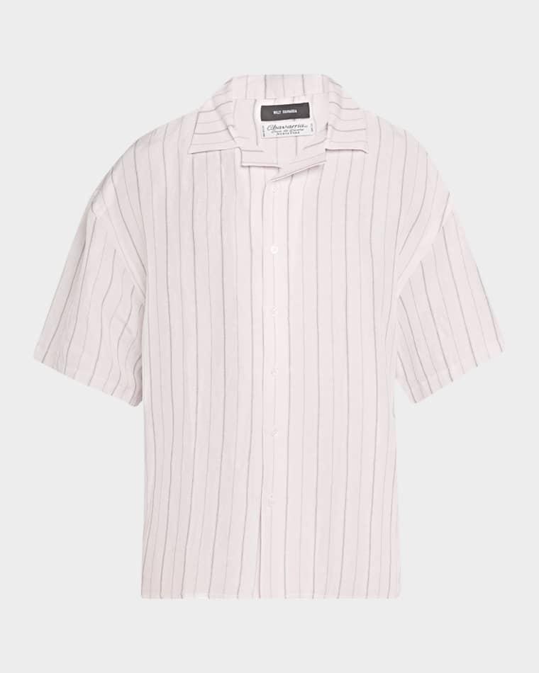 Men's Hairline Stripe Oversized Camp Shirt by WILLY CHAVARRIA