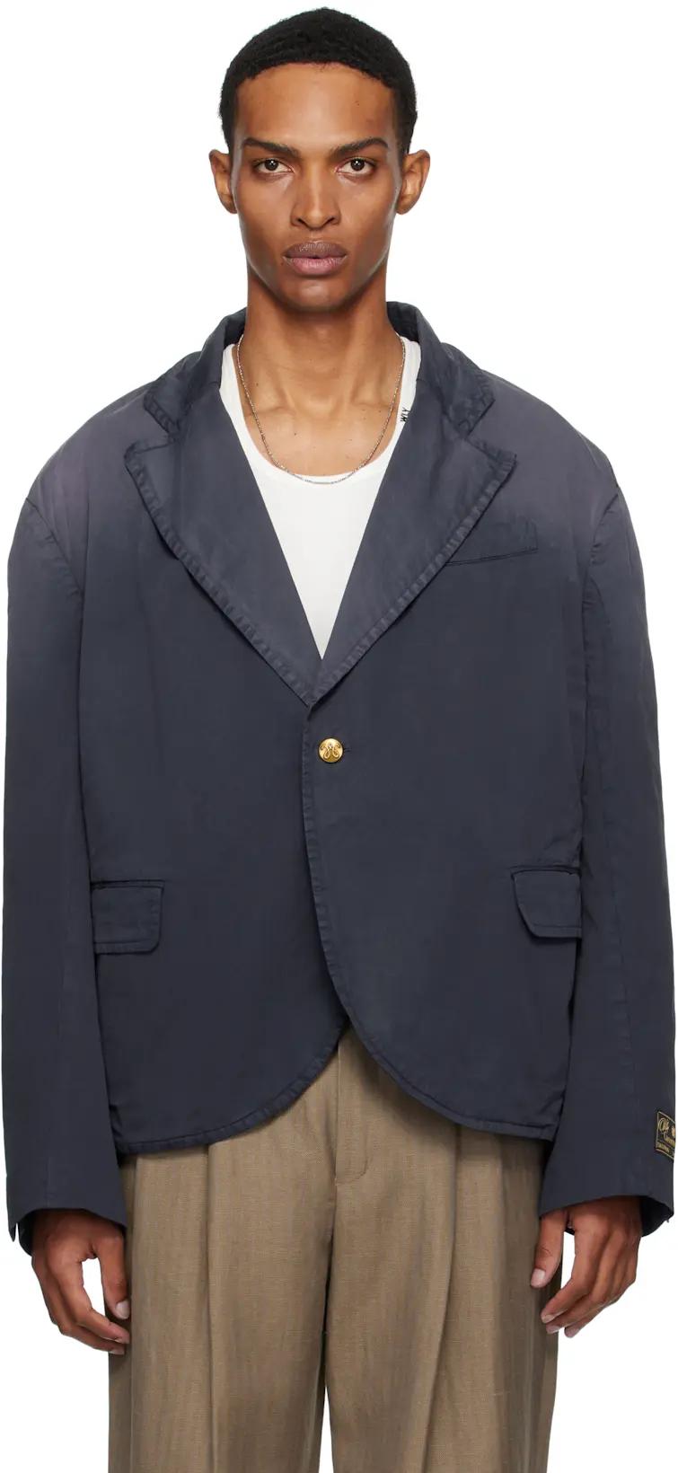 Navy Box Cutter Blazer by WILLY CHAVARRIA