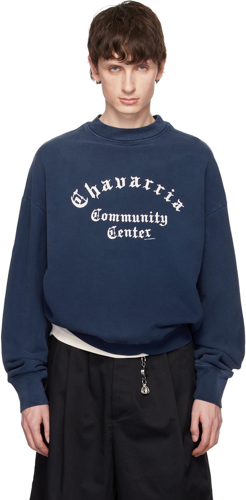 Navy 'Chavarria Community Center' Hooligan Sweatshirt by WILLY CHAVARRIA