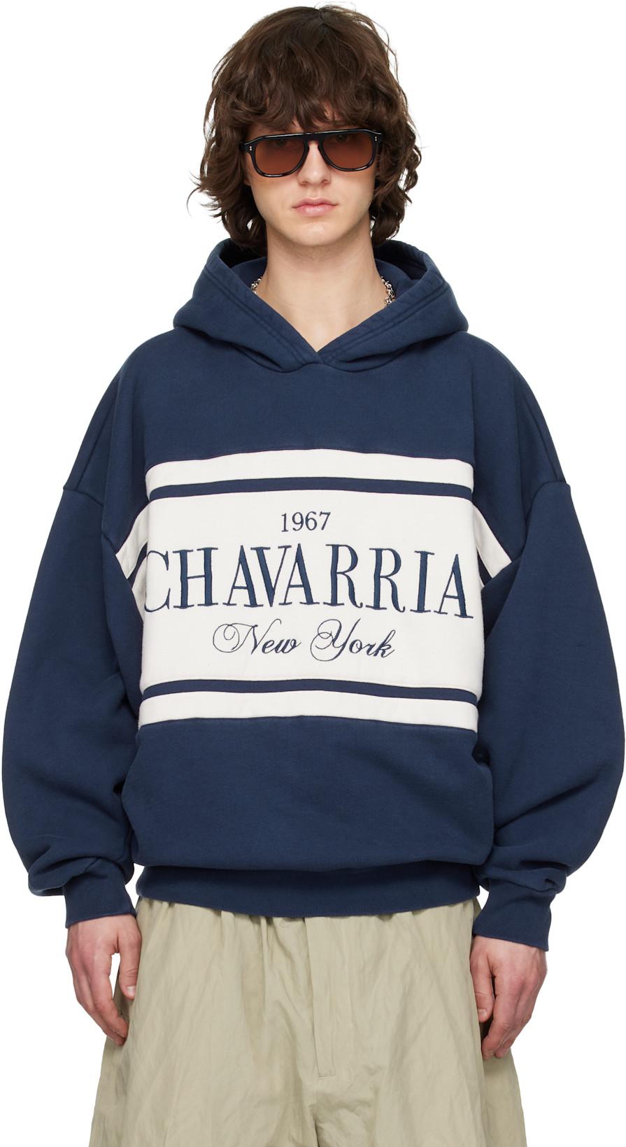 Navy Chavarria Stripe Gilroy Hoodie by WILLY CHAVARRIA