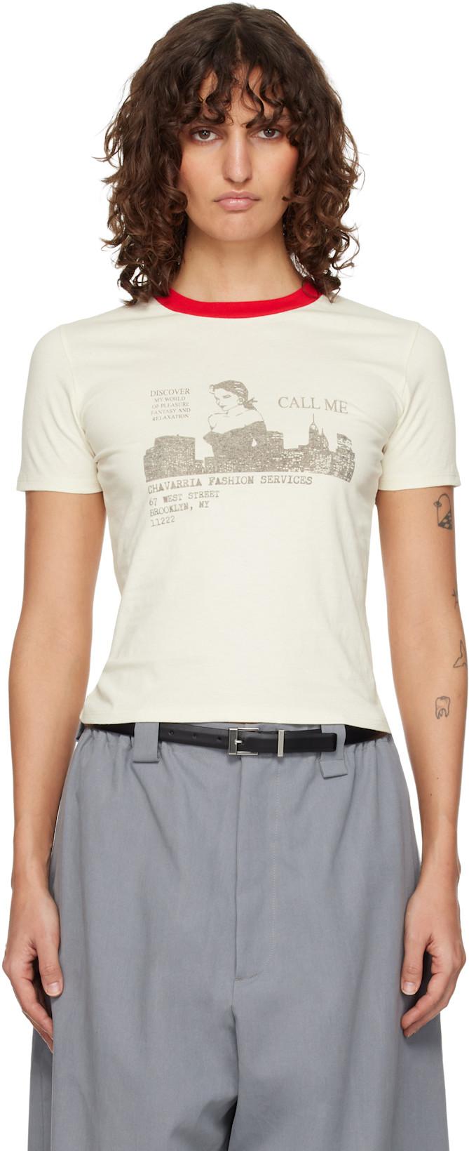 Off-White 'Call Girl' Ringer T-shirt by WILLY CHAVARRIA