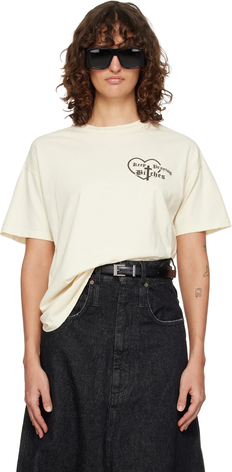 Off-White 'Keep Praying Bitches' Easy T-shirt by WILLY CHAVARRIA