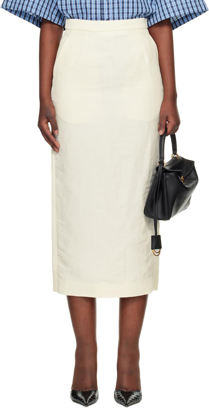Off-White Tubo Midi Skirt by WILLY CHAVARRIA