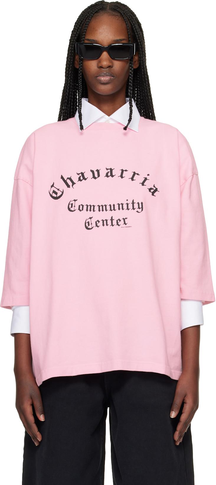 Pink 'Chavarria Community Center' Buffalo T-shirt by WILLY CHAVARRIA