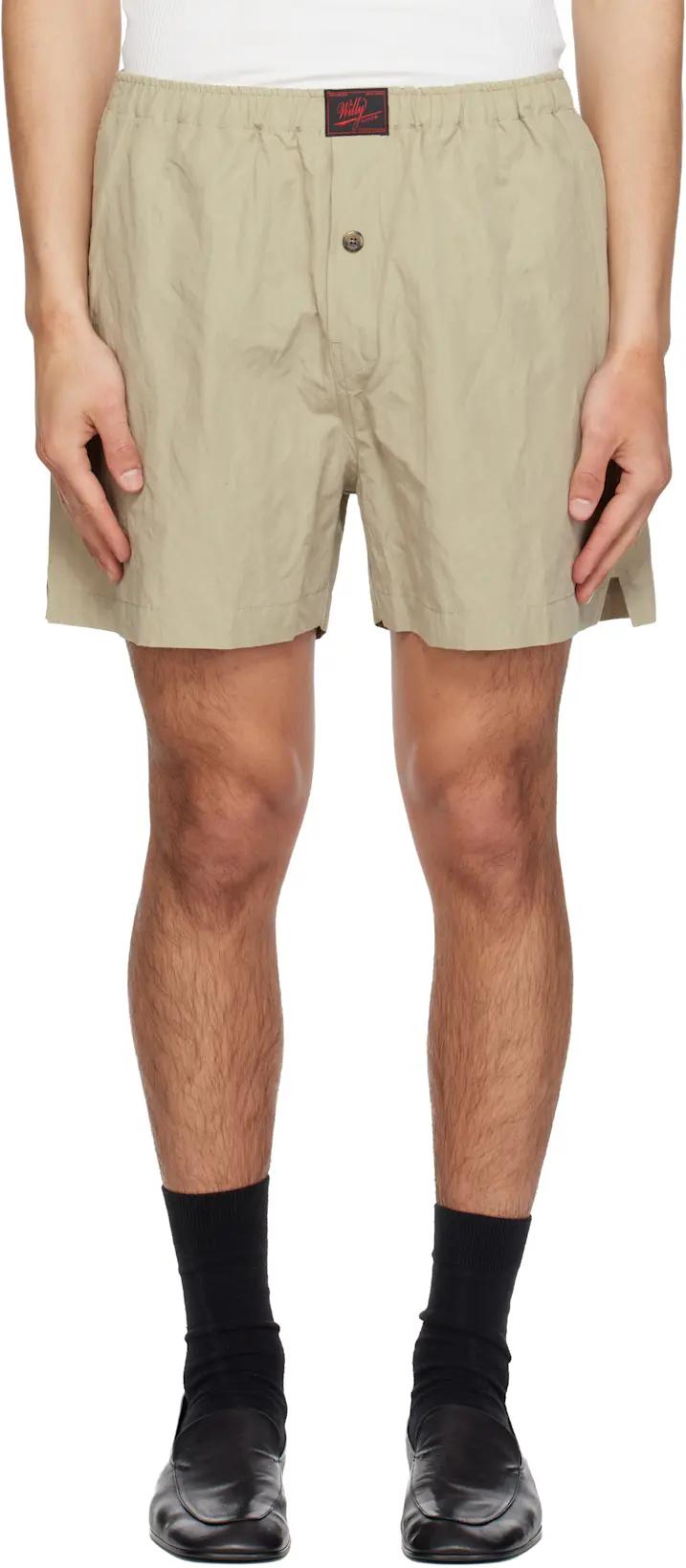 Taupe Willy Woven Boxer Shorts by WILLY CHAVARRIA