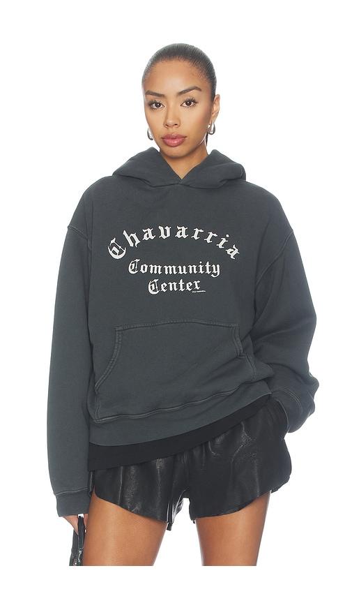 Willy Chavarria Community Center Shrunken Po Hoodie in Black by WILLY CHAVARRIA