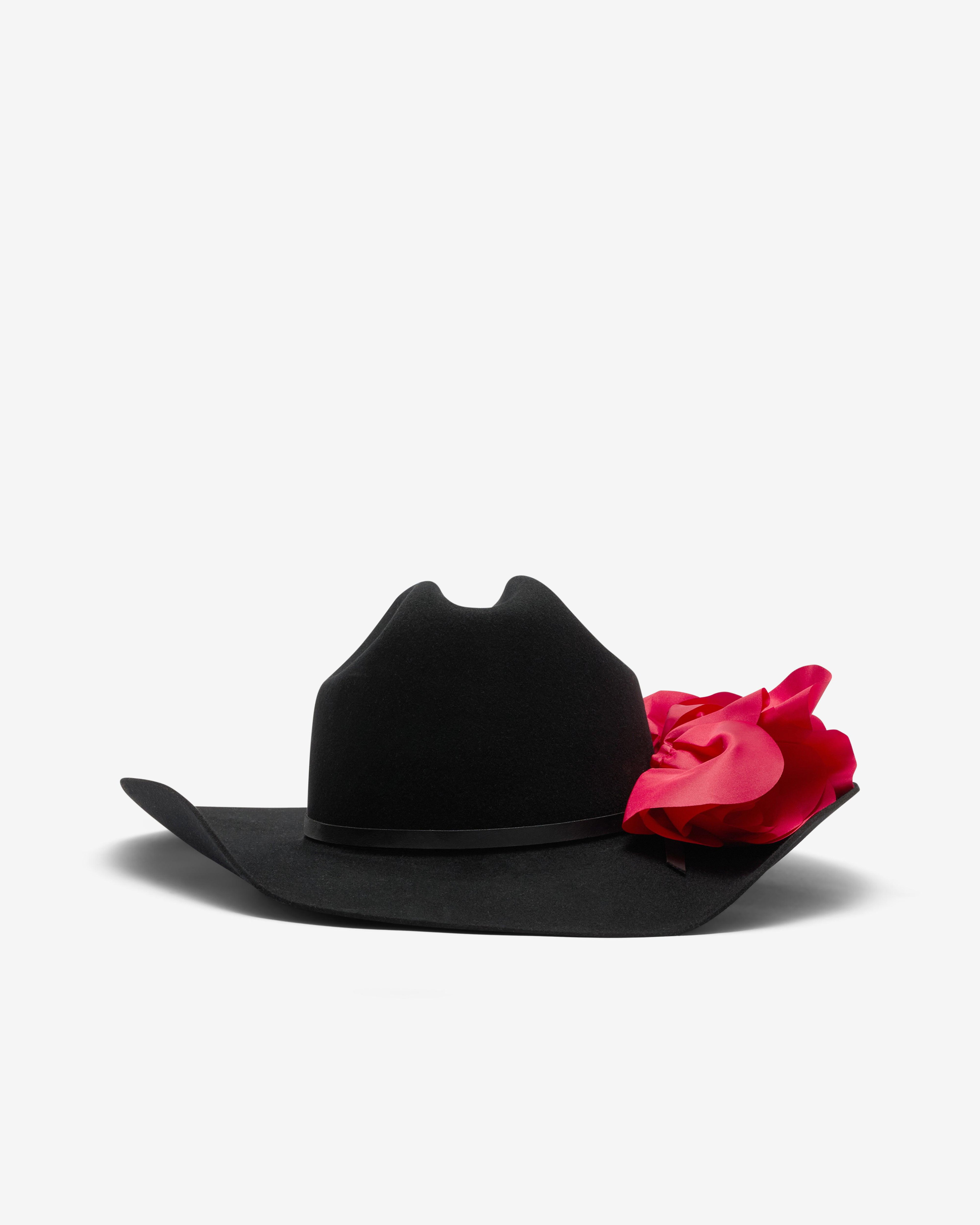 Willy Chavarria - Men's Flower Hat - (Black) by WILLY CHAVARRIA