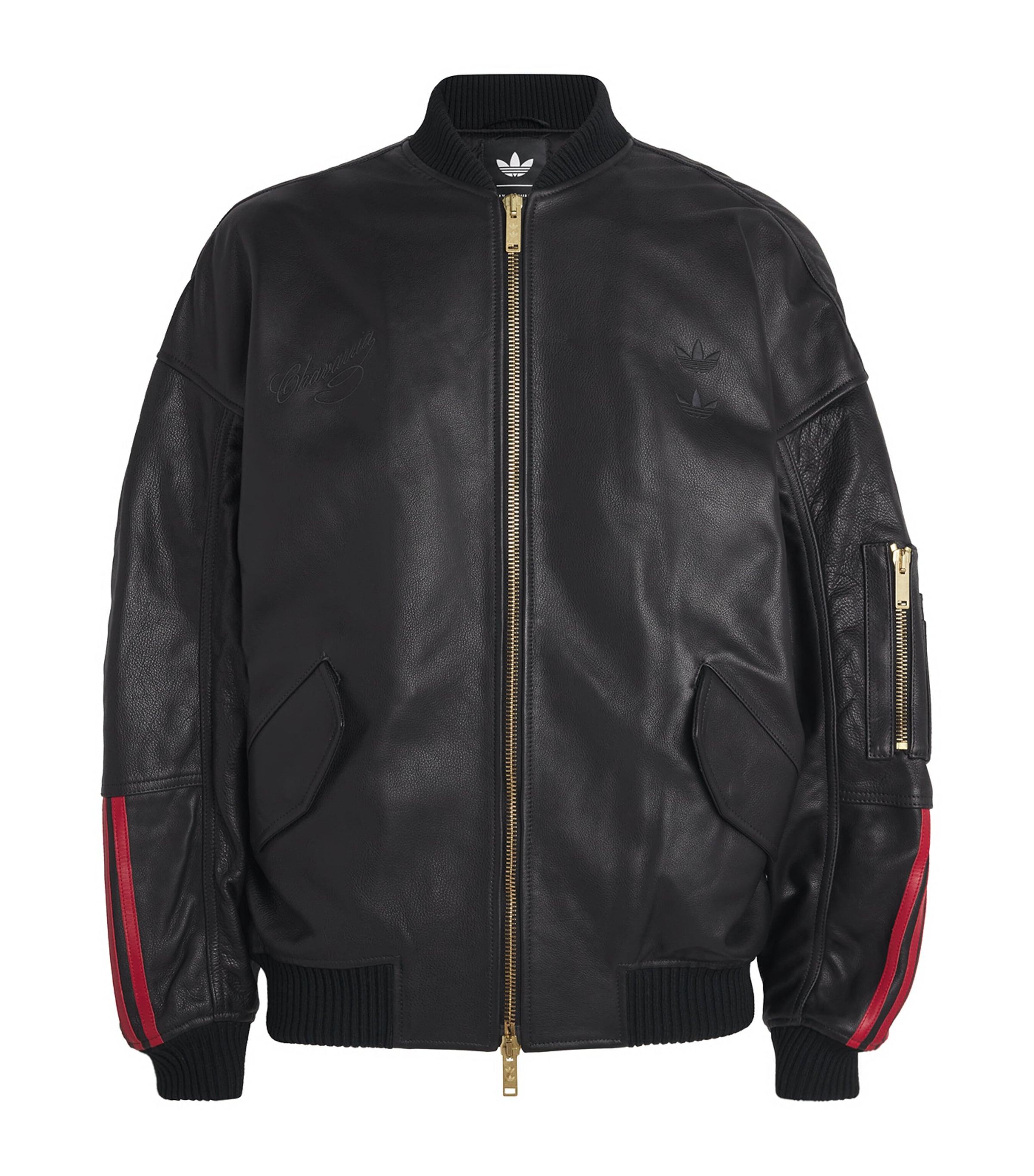 Willy Chavarria x adidas Leather Bomber Jacket by WILLY CHAVARRIA