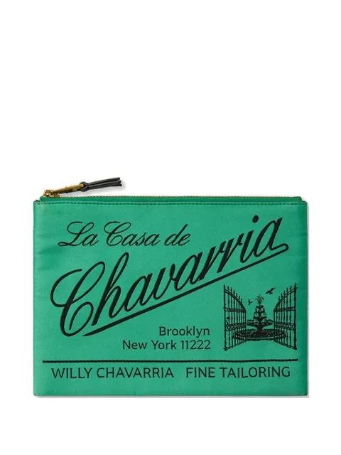 logo-print clutch bag by WILLY CHAVARRIA