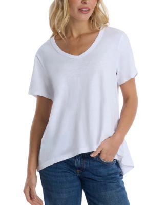 Deep V-Neck Ruched Sleeve Tee by WILT CLOTHING