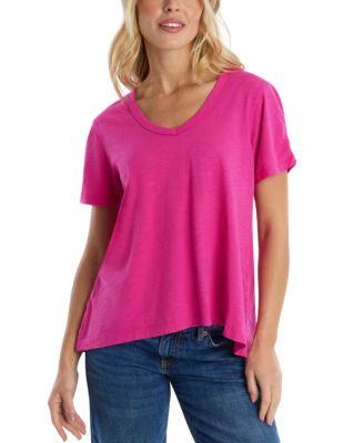 Deep V-Neck Ruched Sleeve Tee by WILT CLOTHING