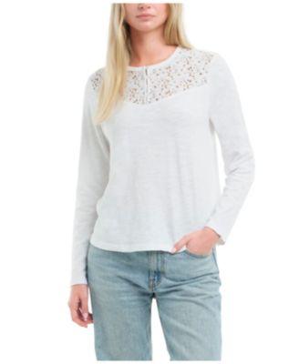 Lace Yoke Henley Tee by WILT CLOTHING