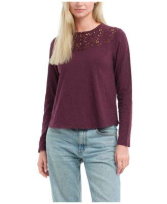 Lace Yoke Henley Tee by WILT CLOTHING