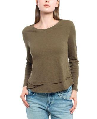 Long Sleeve Mock Layer Hem Tee by WILT CLOTHING