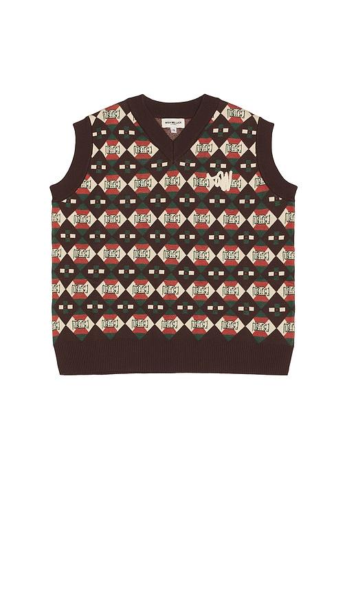 Wish Me Luck Diamond Vest in Brown by WISH ME LUCK