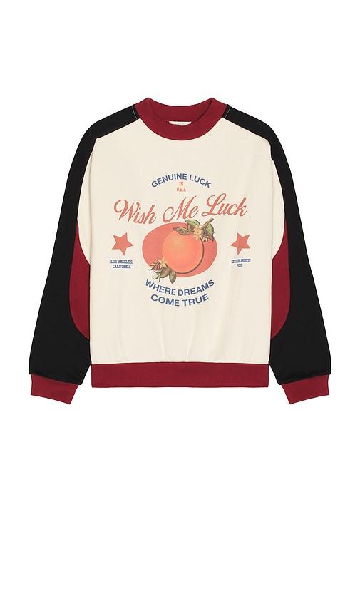 Wish Me Luck Genuine Luck Crewneck Sweater in Black,Burgundy by WISH ME LUCK
