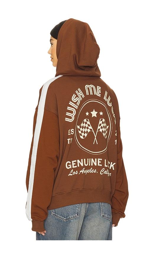 Wish Me Luck Genuine Luck Zip Up Hoodie in Brown by WISH ME LUCK