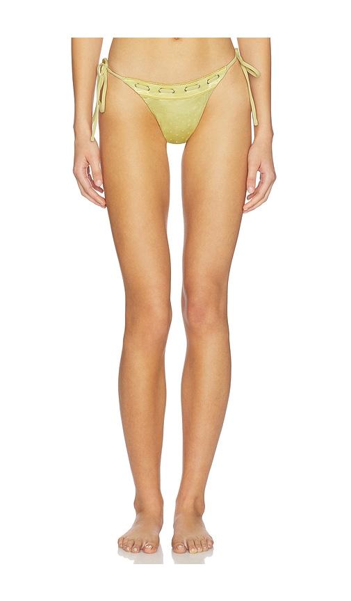 With Jean Juni Eyelet Lace Up Bikini Bottom in Yellow by WITH JEAN