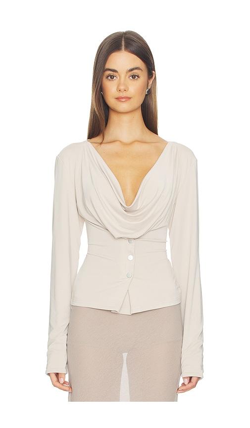 With Jean Milla Top in Beige by WITH JEAN