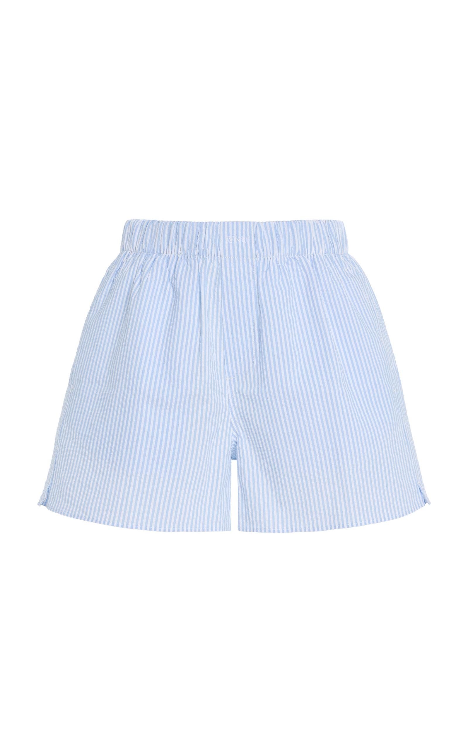 With Nothing Underneath Exclusive The Boxer Striped Cotton-Seersucker Shorts - Moda Operandi by WITH NOTHING UNDERNEATH