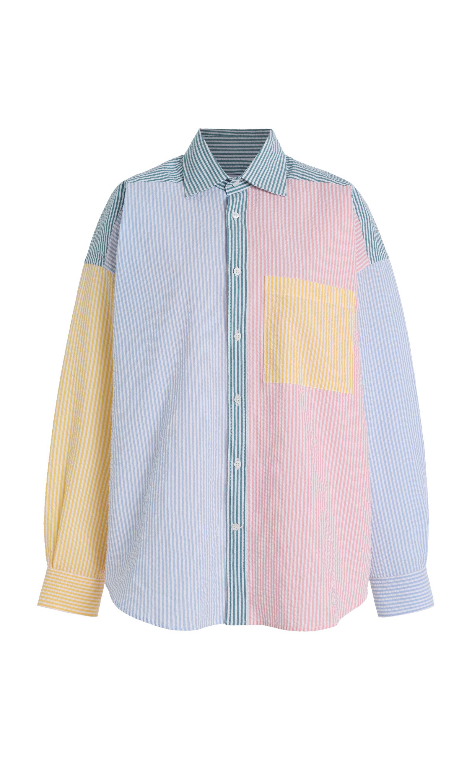 With Nothing Underneath Exclusive The Weekend Patchwork Striped Cotton-Seersucker Shirt - Moda Operandi by WITH NOTHING UNDERNEATH