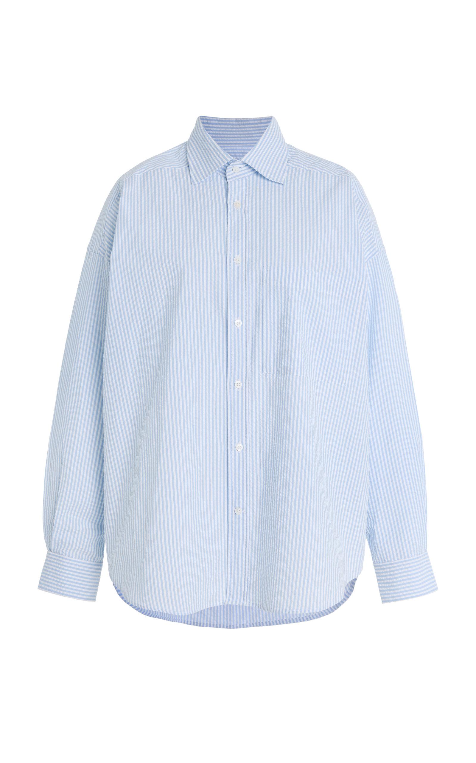 With Nothing Underneath Exclusive The Weekend Striped Cotton-Seersucker Shirt -oda Operandi by WITH NOTHING UNDERNEATH