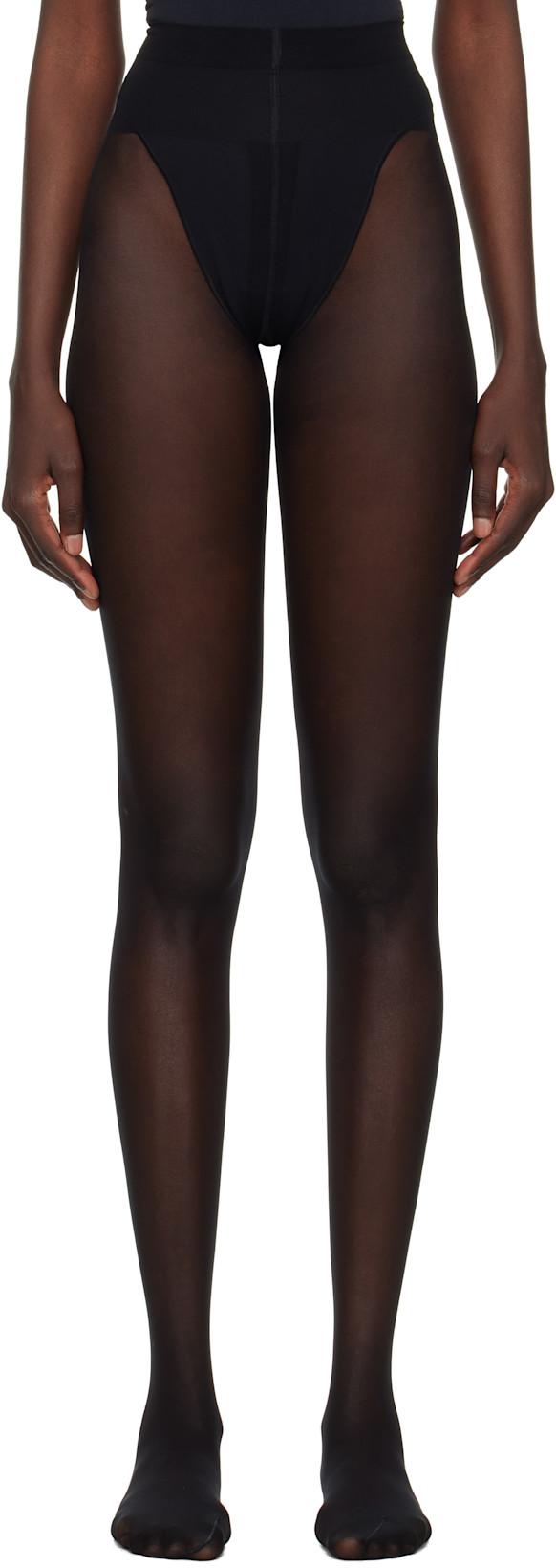 Black Individual 10 Back Seam Tights by WOLFORD