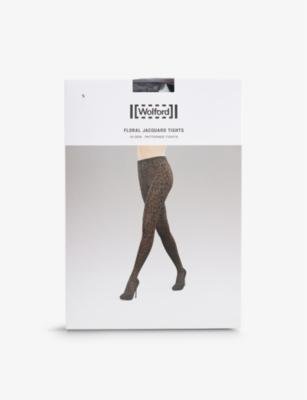Floral-jacquard stretch-woven tights by WOLFORD