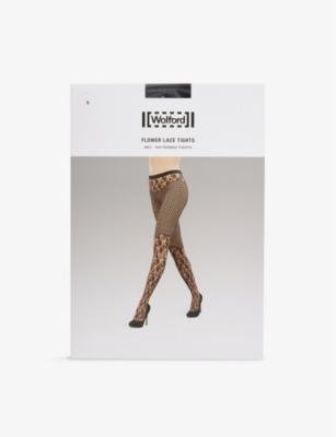 Floral-lace high-rise stretch-woven tights by WOLFORD
