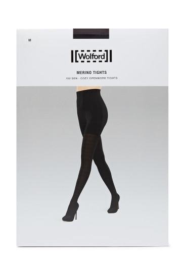 Jacquard 100 denier wool-blend tights by WOLFORD