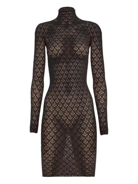 Mermaid net high-neck mini dress by WOLFORD