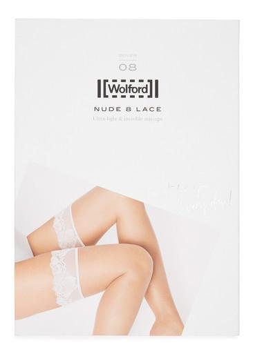 Nude 8 Lace 8 denier hold-ups by WOLFORD